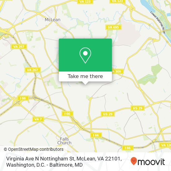 Mapa de Virginia Ave N Nottingham St, McLean, VA 22101
