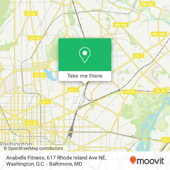 Mapa de Anabells Fitness, 617 Rhode Island Ave NE