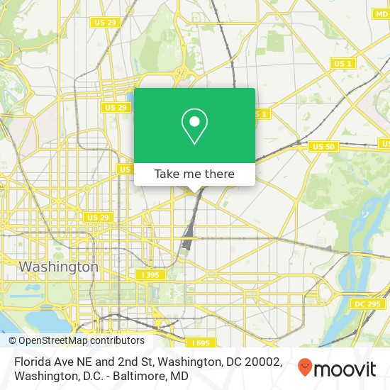 Mapa de Florida Ave NE and 2nd St, Washington, DC 20002