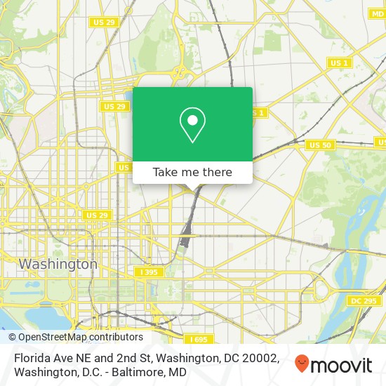 Florida Ave NE and 2nd St, Washington, DC 20002 map