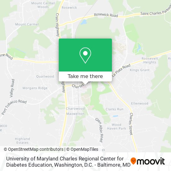 University of Maryland Charles Regional Center for Diabetes Education map