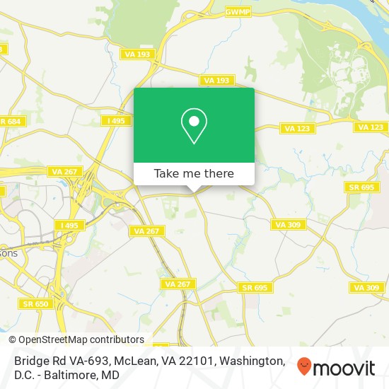Mapa de Bridge Rd VA-693, McLean, VA 22101