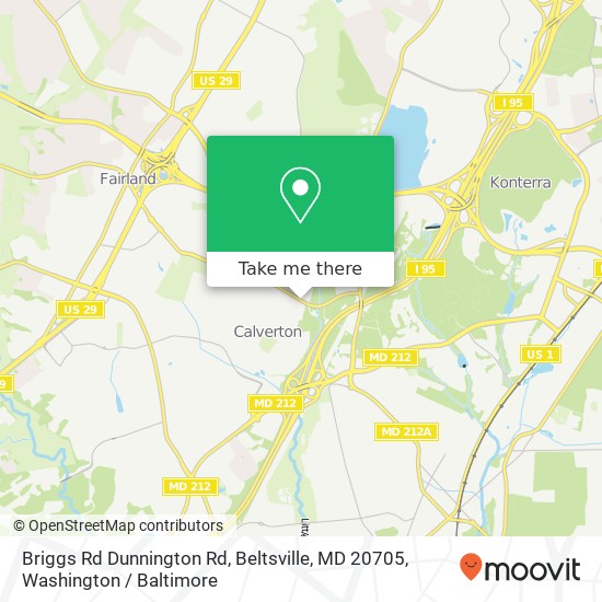 Mapa de Briggs Rd Dunnington Rd, Beltsville, MD 20705