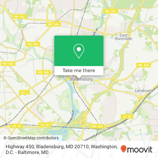 Mapa de Highway 450, Bladensburg, MD 20710