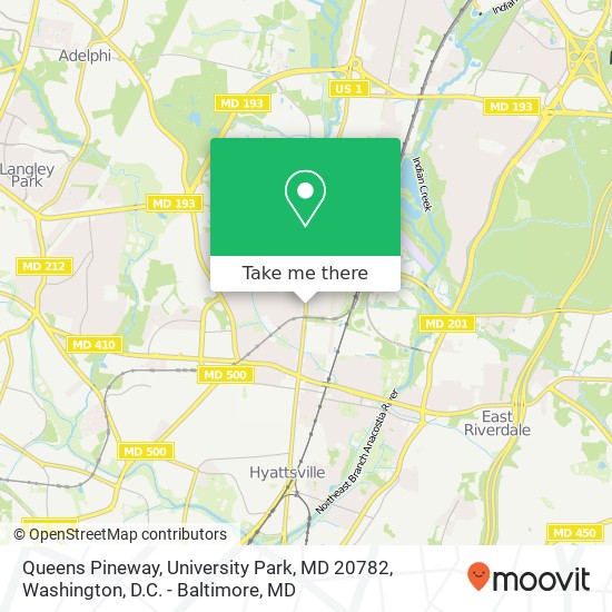 Mapa de Queens Pineway, University Park, MD 20782