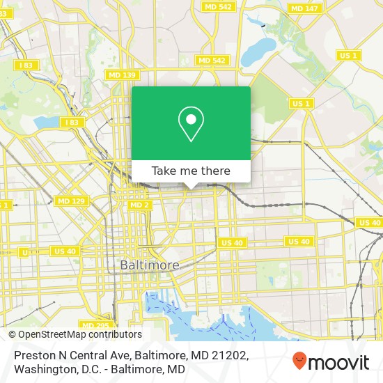 Mapa de Preston N Central Ave, Baltimore, MD 21202