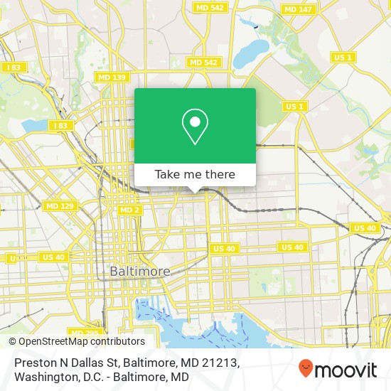Preston N Dallas St, Baltimore, MD 21213 map