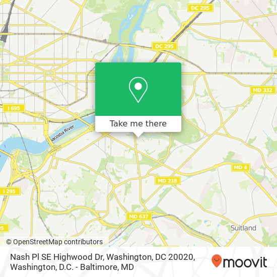 Nash Pl SE Highwood Dr, Washington, DC 20020 map