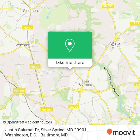 Mapa de Justin Calumet Dr, Silver Spring, MD 20901