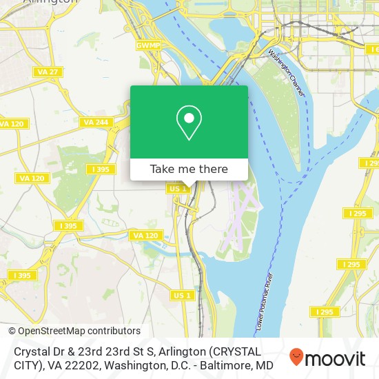 Mapa de Crystal Dr & 23rd 23rd St S, Arlington (CRYSTAL CITY), VA 22202