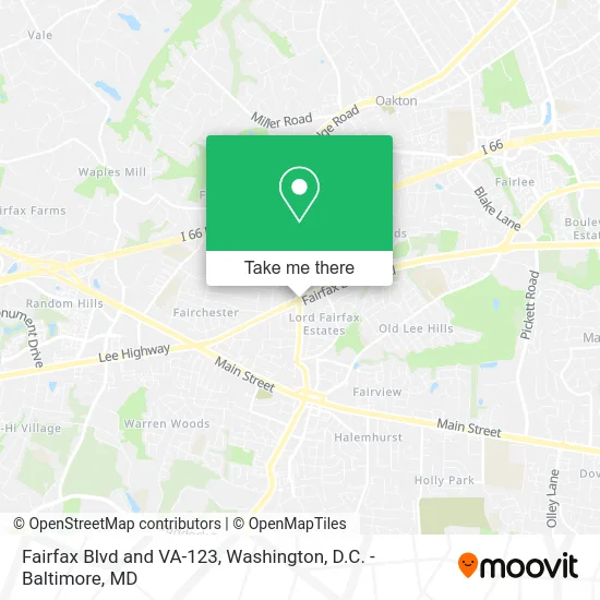 Fairfax Blvd and VA-123 map