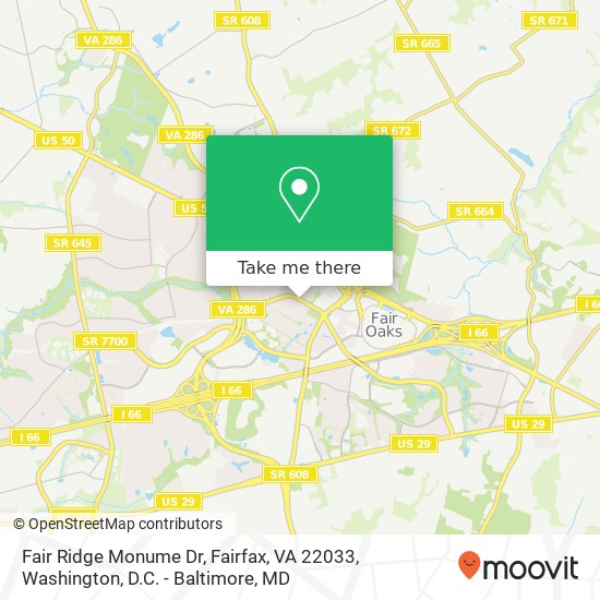 Mapa de Fair Ridge Monume Dr, Fairfax, VA 22033