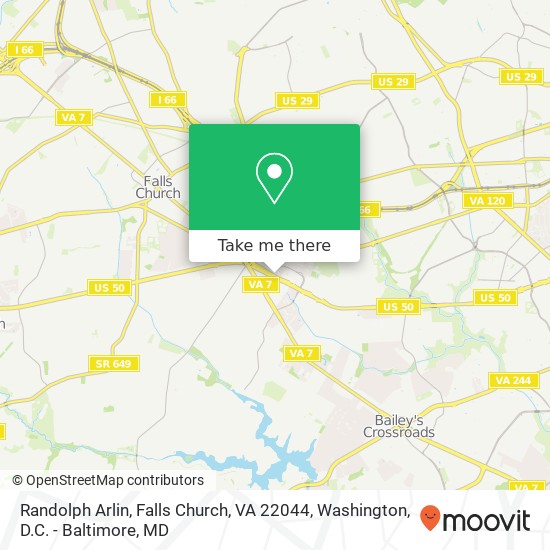 Mapa de Randolph Arlin, Falls Church, VA 22044