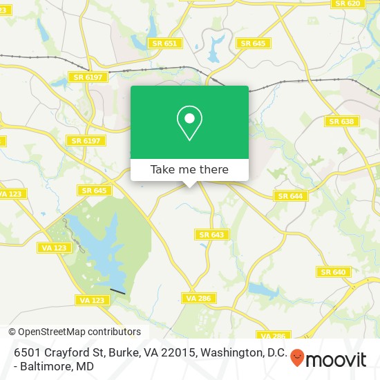 Mapa de 6501 Crayford St, Burke, VA 22015