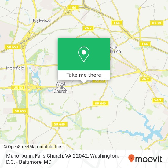 Mapa de Manor Arlin, Falls Church, VA 22042