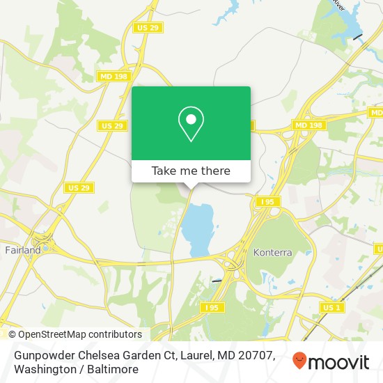 Mapa de Gunpowder Chelsea Garden Ct, Laurel, MD 20707