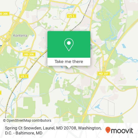 Mapa de Spring Ct Snowden, Laurel, MD 20708