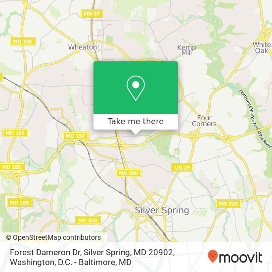 Mapa de Forest Dameron Dr, Silver Spring, MD 20902