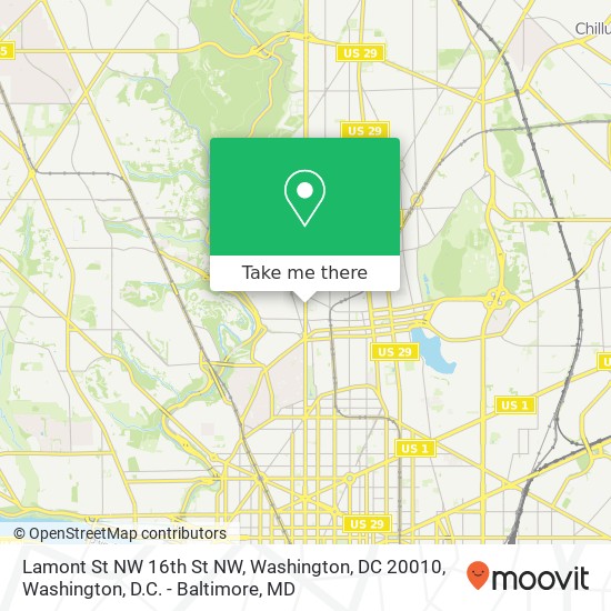 Mapa de Lamont St NW 16th St NW, Washington, DC 20010