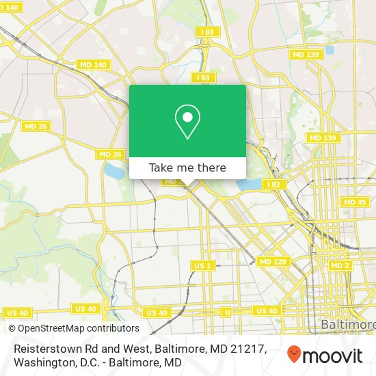 Reisterstown Rd and West, Baltimore, MD 21217 map
