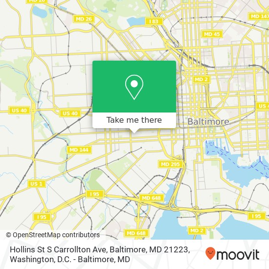 Mapa de Hollins St S Carrollton Ave, Baltimore, MD 21223