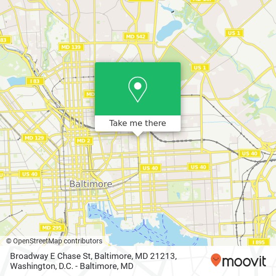 Mapa de Broadway E Chase St, Baltimore, MD 21213