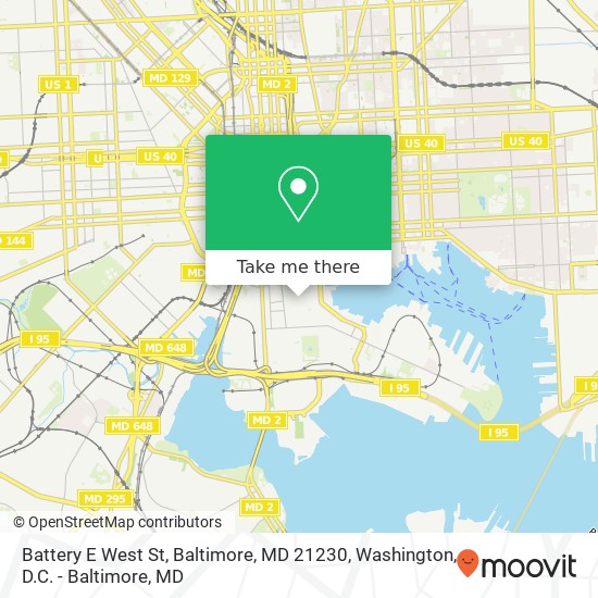 Mapa de Battery E West St, Baltimore, MD 21230