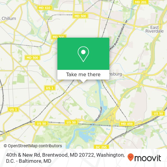 Mapa de 40th & New Rd, Brentwood, MD 20722