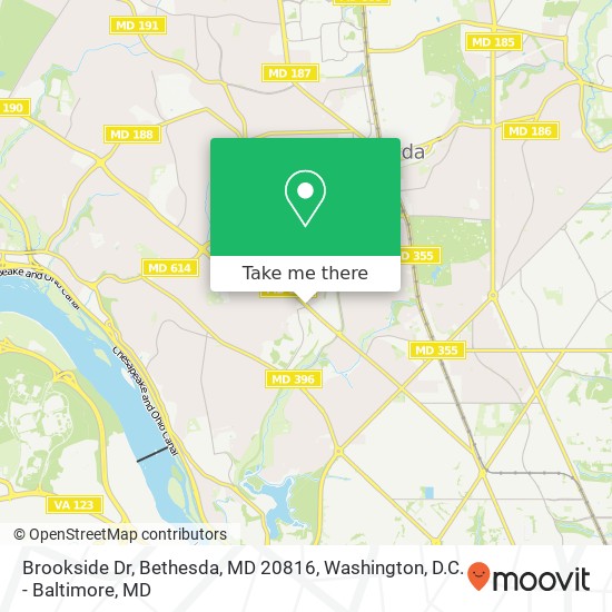 Mapa de Brookside Dr, Bethesda, MD 20816