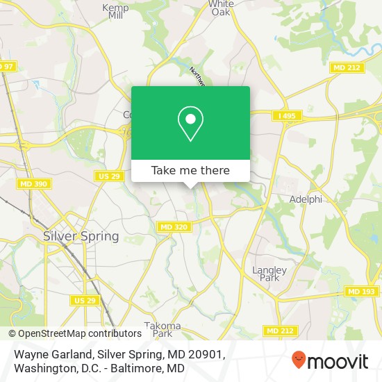 Mapa de Wayne Garland, Silver Spring, MD 20901