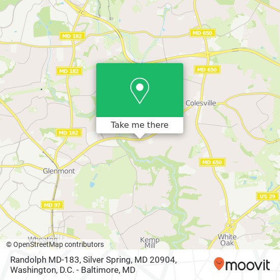 Mapa de Randolph MD-183, Silver Spring, MD 20904