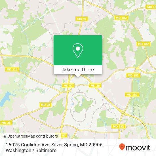 Mapa de 16025 Coolidge Ave, Silver Spring, MD 20906