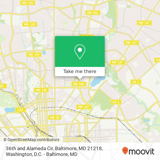36th and Alameda Cir, Baltimore, MD 21218 map