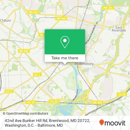 42nd Ave Bunker Hill Rd, Brentwood, MD 20722 map
