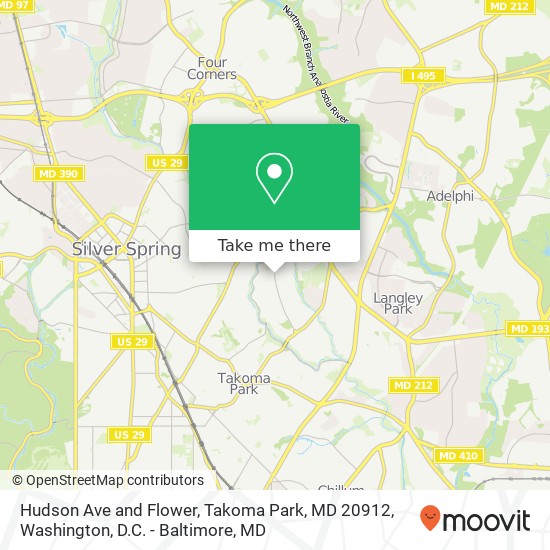 Mapa de Hudson Ave and Flower, Takoma Park, MD 20912