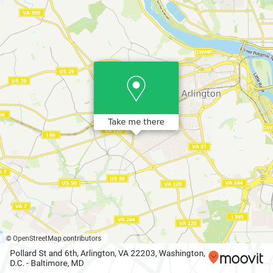 Mapa de Pollard St and 6th, Arlington, VA 22203