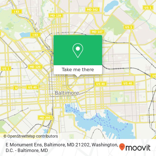 Mapa de E Monument Ens, Baltimore, MD 21202