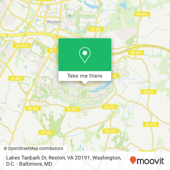 Mapa de Lakes Tanbark Dr, Reston, VA 20191