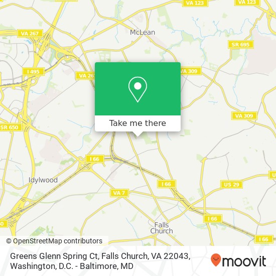 Mapa de Greens Glenn Spring Ct, Falls Church, VA 22043