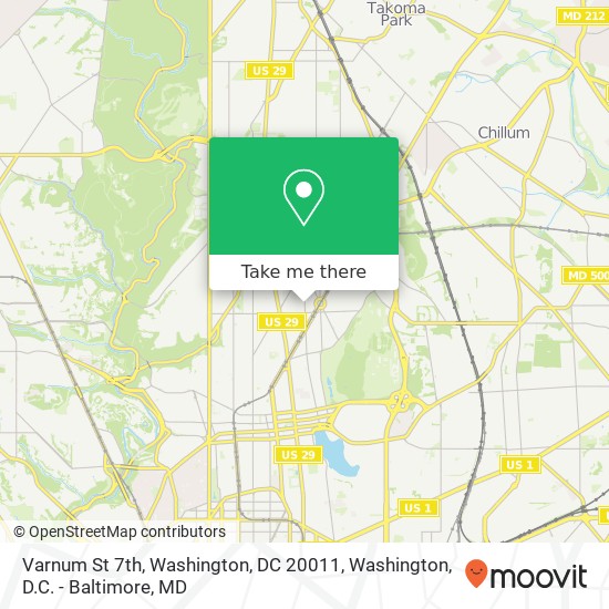 Mapa de Varnum St 7th, Washington, DC 20011