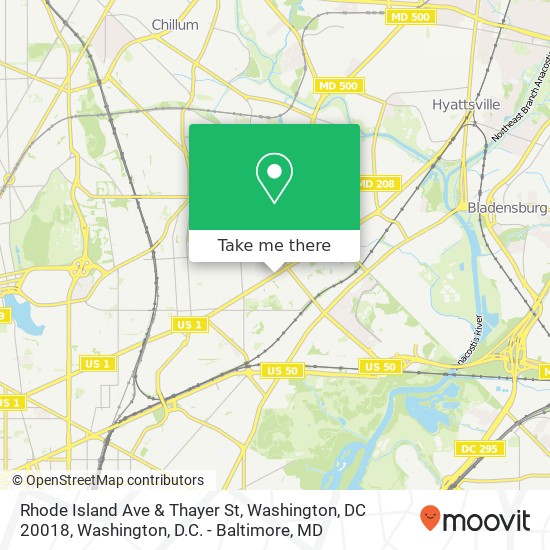 Mapa de Rhode Island Ave & Thayer St, Washington, DC 20018