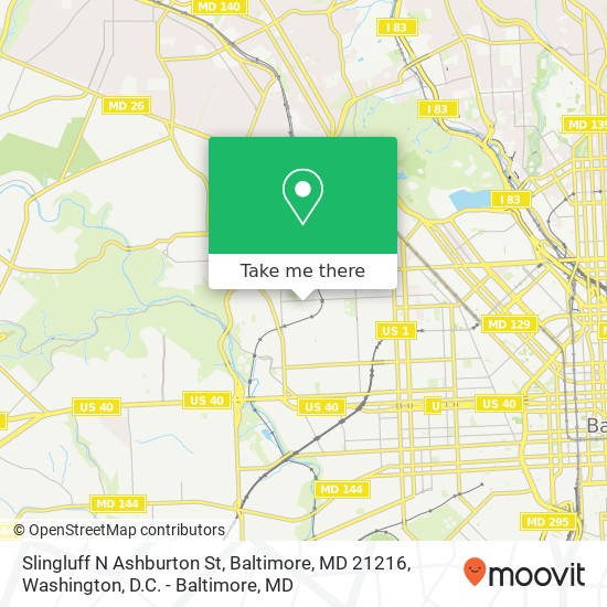 Slingluff N Ashburton St, Baltimore, MD 21216 map