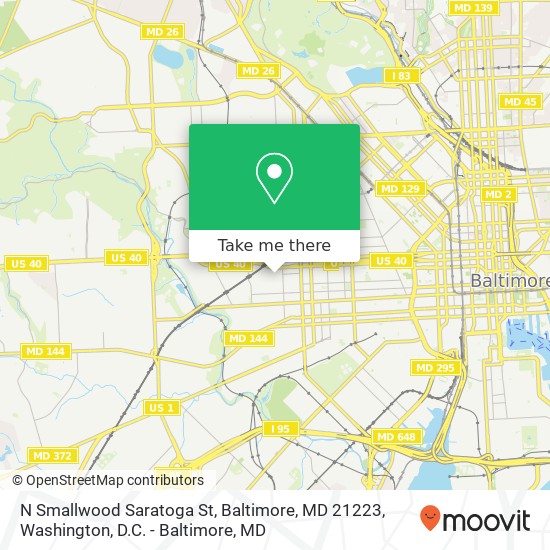 Mapa de N Smallwood Saratoga St, Baltimore, MD 21223