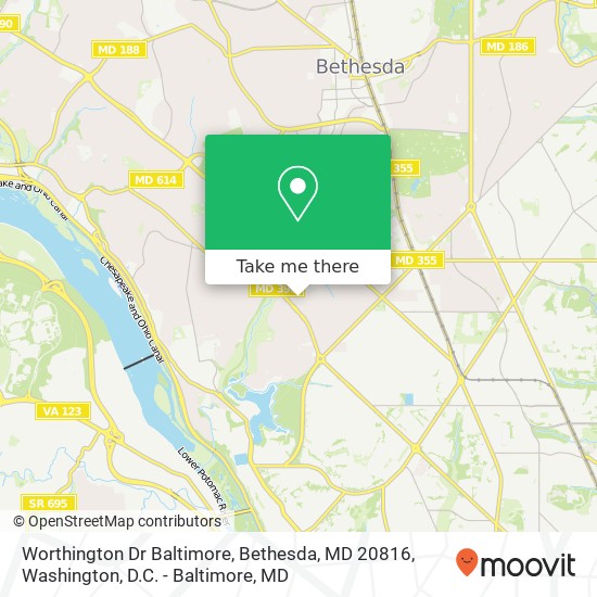 Worthington Dr Baltimore, Bethesda, MD 20816 map