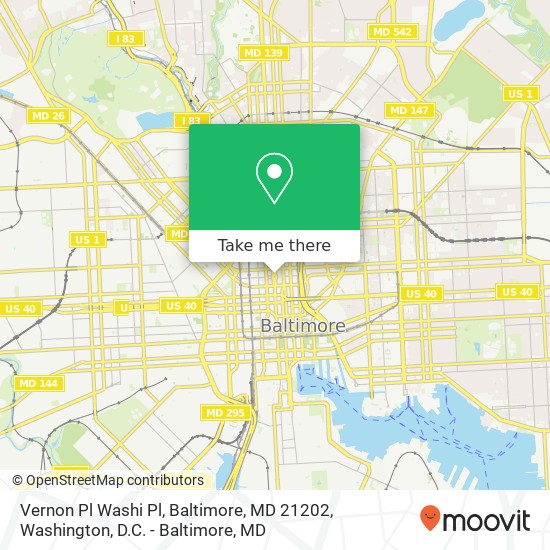 Mapa de Vernon Pl Washi Pl, Baltimore, MD 21202