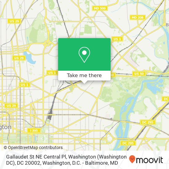 Mapa de Gallaudet St NE Central Pl, Washington (Washington DC), DC 20002