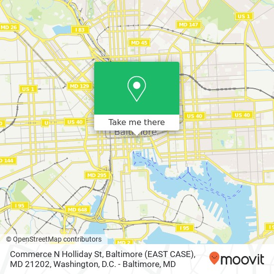 Mapa de Commerce N Holliday St, Baltimore (EAST CASE), MD 21202