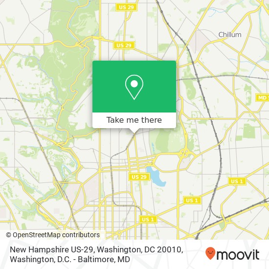 New Hampshire US-29, Washington, DC 20010 map