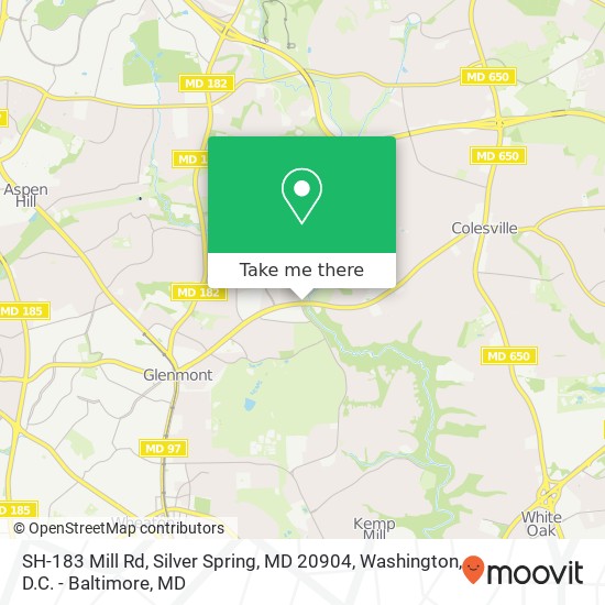 SH-183 Mill Rd, Silver Spring, MD 20904 map