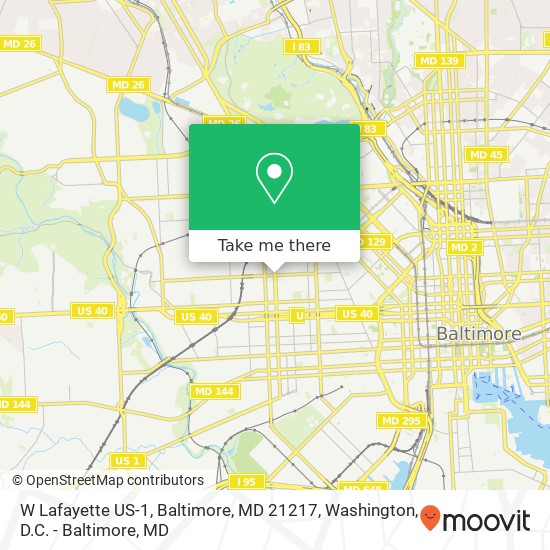 Mapa de W Lafayette US-1, Baltimore, MD 21217